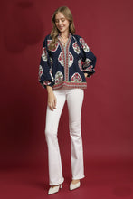 Load image into Gallery viewer, Umgee Boho Floral Print Top in Navy
