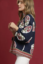Load image into Gallery viewer, Umgee Boho Floral Print Top in Navy
