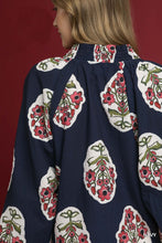 Load image into Gallery viewer, Umgee Boho Floral Print Top in Navy
