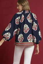 Load image into Gallery viewer, Umgee Boho Floral Print Top in Navy
