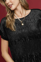 Umgee Velvet Smocked Top in Black