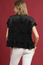 Load image into Gallery viewer, Umgee Velvet Smocked Top in Black
