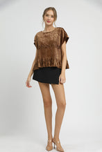 Load image into Gallery viewer, Umgee Velvet Smocked Top in Brown
