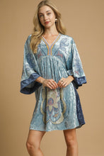 Load image into Gallery viewer, Umgee Velvet Mini Dress with Floral Embroidery in Denim

