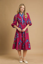 Load image into Gallery viewer, Umgee Floral Print Midi Dress in Berry Mix
