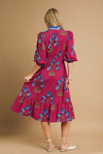 Load image into Gallery viewer, Umgee Floral Print Midi Dress in Berry Mix
