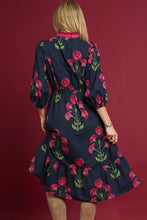Load image into Gallery viewer, Umgee Floral Print Midi Dress in Navy Mix
