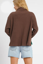 Load image into Gallery viewer, Umgee Half Zip Ribbed Knit Pullover Top in Chocolate
