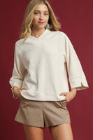 Umgee Solid Color Textured Knit Top in Ecru