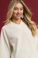 Umgee Solid Color Textured Knit Top in Ecru