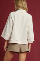 Umgee Solid Color Textured Knit Top in Ecru