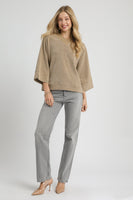 Umgee Solid Color Textured Knit Top in Taupe