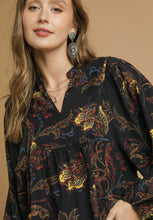 Load image into Gallery viewer, Umgee Mixed Paisley Print Boho Top in Black Mix
