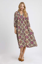 Load image into Gallery viewer, Umgee Boho Medallion Print Midi Dress in Berry Mix
