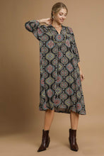 Load image into Gallery viewer, Umgee Boho Medallion Print Midi Dress in Black Mix
