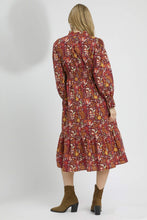 Load image into Gallery viewer, Umgee Exclusive Floral Print Midi Dress in Burgundy Mix
