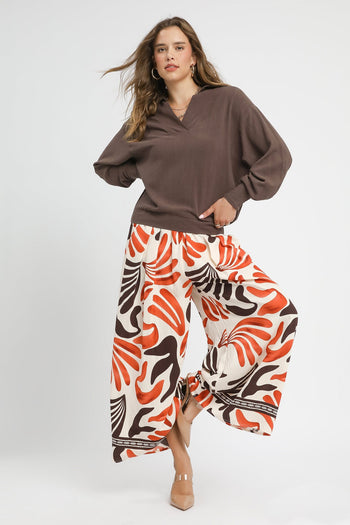 Umgee Solid Color Linen Blend Top in Ash Brown