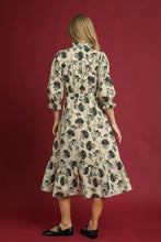 Load image into Gallery viewer, Umgee Two Tone Floral Print Midi Dress in Cream
