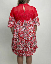 Load image into Gallery viewer, Jodifl Lace and Floral Dress in Tomato Red
