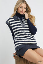 Load image into Gallery viewer, Umgee Cable Knit Collared Vest Sweater in Navy
