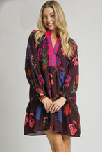 Load image into Gallery viewer, Umgee Mixed Floral Print Mini Dress in Burgundy Mix
