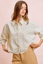 Load image into Gallery viewer, BiBi Eyelet Lace Hem Quarter Sleeve Top in Butter
