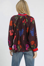 Load image into Gallery viewer, Umgee Mandarin Collar Floral Print Top in Plum Mix
