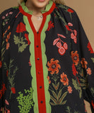 Umgee Mixed Floral Textured Top in Black Mix