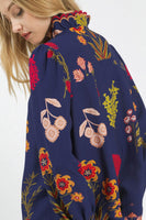 Umgee Flower Print Top with Scalloped Details in Midnight Mix