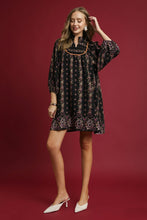 Load image into Gallery viewer, Umgee Boho Floral Print Mini Dress in Black

