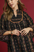 Umgee Boho Floral Print Mini Dress in Black