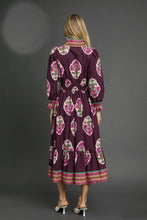 Load image into Gallery viewer, Umgee Boho Floral Mixed Print Midi Dress in Plum Mix
