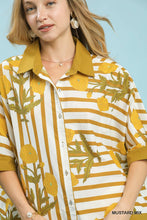 Load image into Gallery viewer, Umgee Mixed Stripe Floral Button Down Top in Mustard Mix
