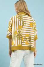 Load image into Gallery viewer, Umgee Mixed Stripe Floral Button Down Top in Mustard Mix
