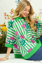 Load image into Gallery viewer, Umgee Mixed Stripe Floral Button Down Top in Green Mix
