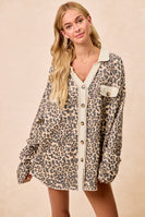 BiBi OVERSIZED Thermal Knit Shacket in Leopard