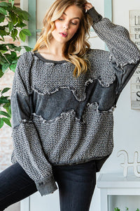 Oli & Hali Mixed Fabric Top in Black Shirts & Tops Oli & Hali   