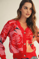 LovLov Rose Floral Cardigan in Rose Pink