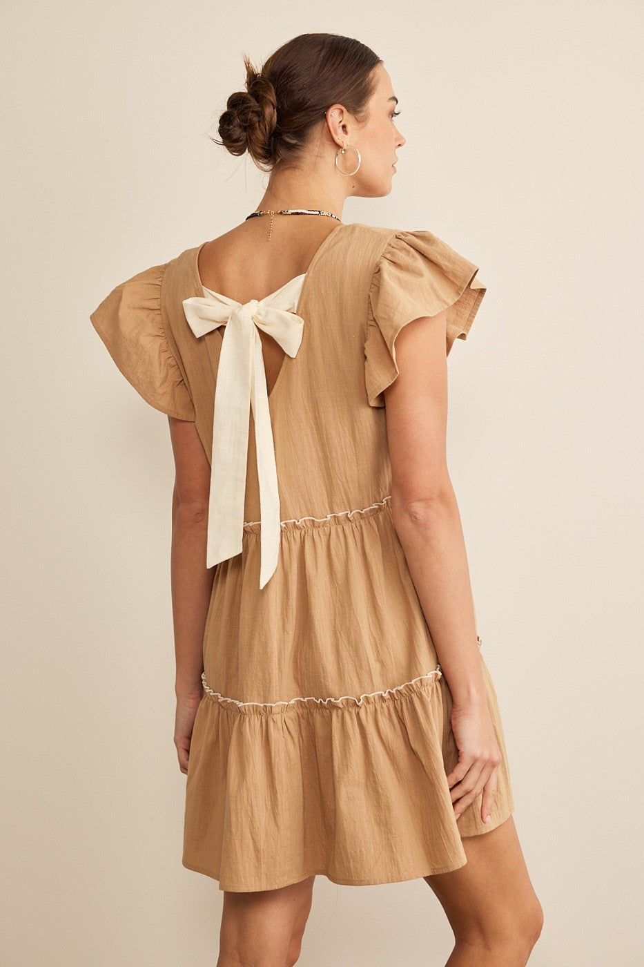 Beige babydoll fashion dress