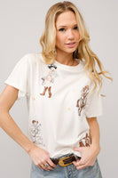 Blue B Western Cowgirl Girl Motif Embroidered Top in Off White