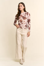 Load image into Gallery viewer, Davi &amp; Dani Sheer Mesh Top in Cow Print
