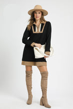 Load image into Gallery viewer, Umgee Waffle Knit Tunic Mini Dress in Black
