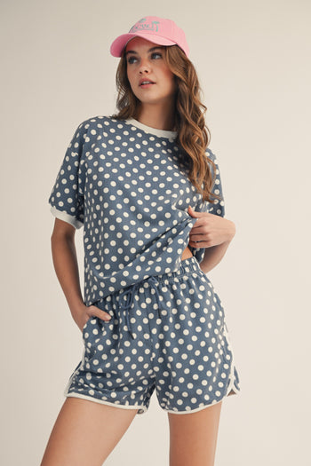 LovLov Daydream In Polka Dots Set in Denim Blue