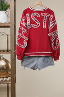 mello. Christmas Back Lettering Sweatshirt in Red