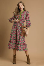 Load image into Gallery viewer, Umgee Vibrant Floral Print Maxi Dress in Sage Mix
