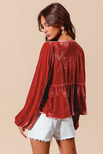 Load image into Gallery viewer, So Me Velvet Babydoll Top in Carmine
