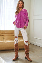 Load image into Gallery viewer, Davi &amp; Dani Mixed Waffle Knit and Slub Knit Top in Orchid
