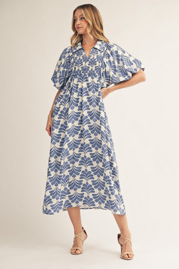Jodifl Boho Floral Midi Dress in Denim