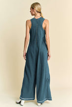 Load image into Gallery viewer, Davi &amp; Dani French Terry and Contrasting Ribbed Knit Jumpsuit in Teal
