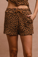 BiBi Leopard Knit Shorts in Camel/Black